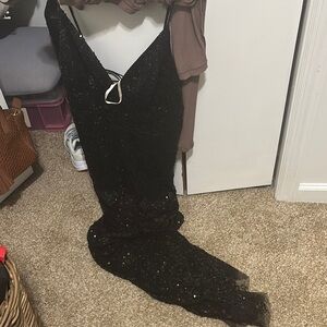 DAVIDS BRIDAL 
GALINA SIGNATURE
Beaded and Sequined Spaghetti Strap Sheath Dress